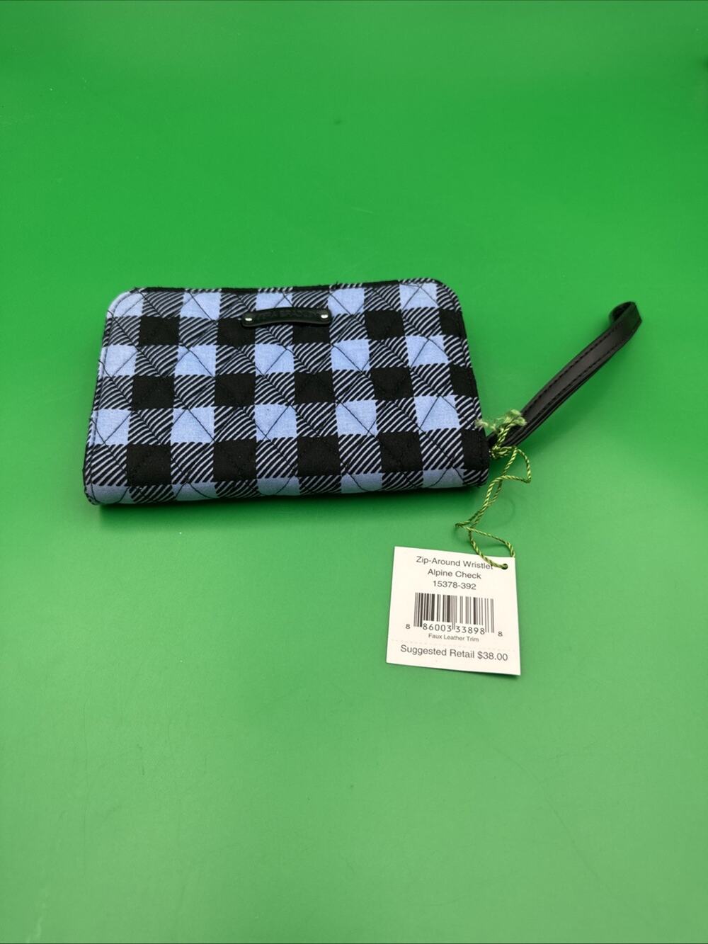 VERA BRADLEY ALPINE CHECK ZIP-AROUND WRISTLET WALLET NWT 15378-392